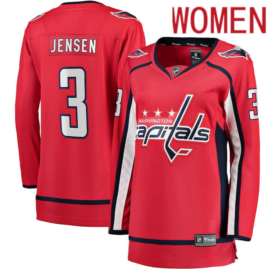 Women Washington Capitals 3 Nick Jensen Fanatics Branded Red Home Breakaway Player NHL Jersey
